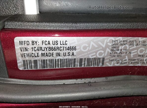 1C4RJYB66RC714666 2024 JEEP GRAND CHEROKEE 4XE Red Widok komory silnika