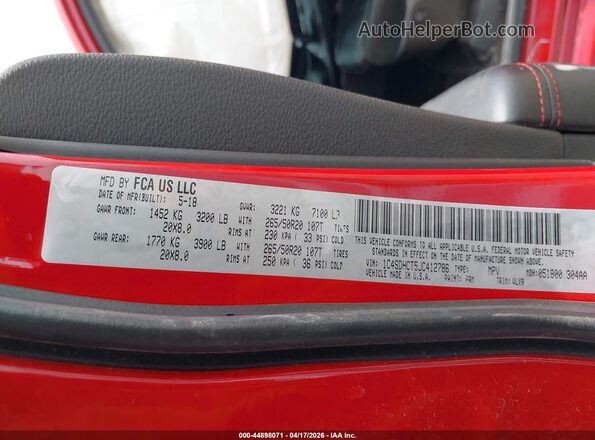 1C4SDHCT5JC412786 2018 DODGE DURANGO Красный Вид подкапотного пространства