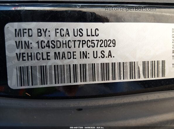 1C4SDHCT7PC572029 2023 DODGE DURANGO Black Вид підкапотного простору