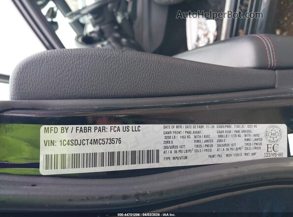1C4SDJCT4MC573576 2021 DODGE DURANGO Черный 