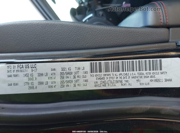 1C4SDJCT8JC150706 2018 DODGE DURANGO Black Vista del compartimento del motor
