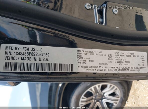 1C4SJSBP6SS537989 2025 JEEP WAGONEER L Black Вид підкапотного простору