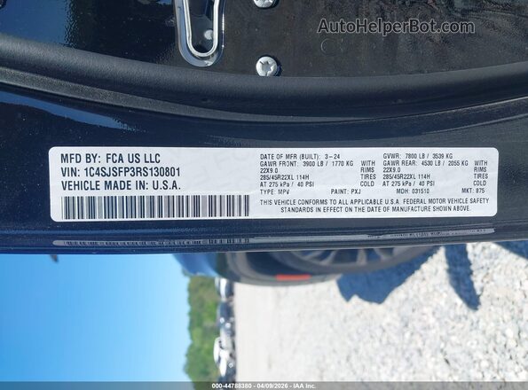 1C4SJSFP3RS130801 2024 JEEP GRAND WAGONEER L Black Vista del compartimento del motor