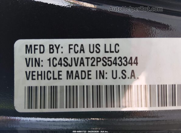 1C4SJVAT2PS543344 2023 JEEP WAGONEER Black Vista del compartimento del motor