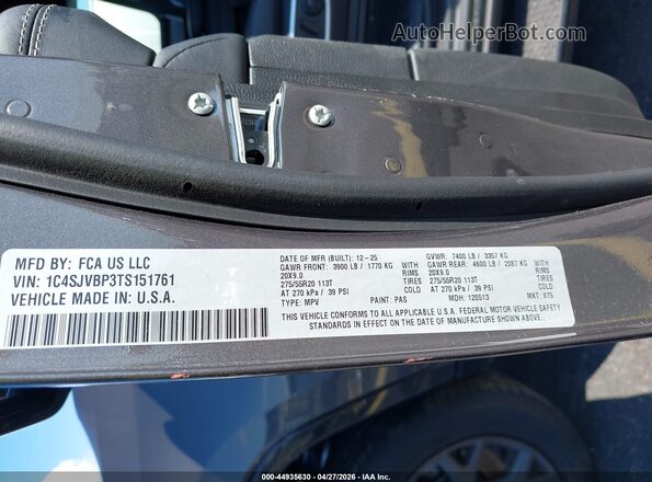 1C4SJVBP3TS151761 2026 JEEP GRAND WAGONEER Gray ძრავის განყოფილების ხედი