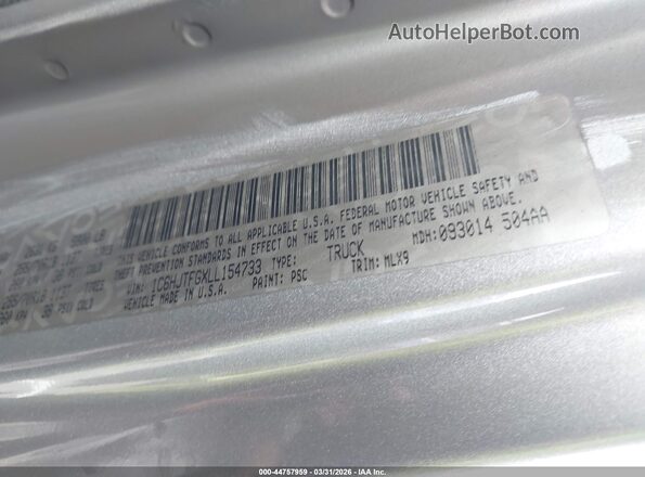 1C6HJTFGXLL154733 2020 JEEP GLADIATOR Серый Вид подкапотного пространства