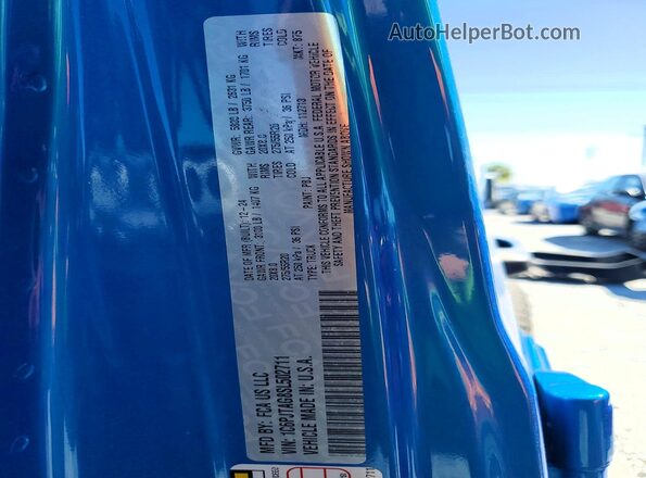 1C6PJTAG8SL502711 2025 JEEP GLADIATOR Blue Vista de la etiqueta del VIN