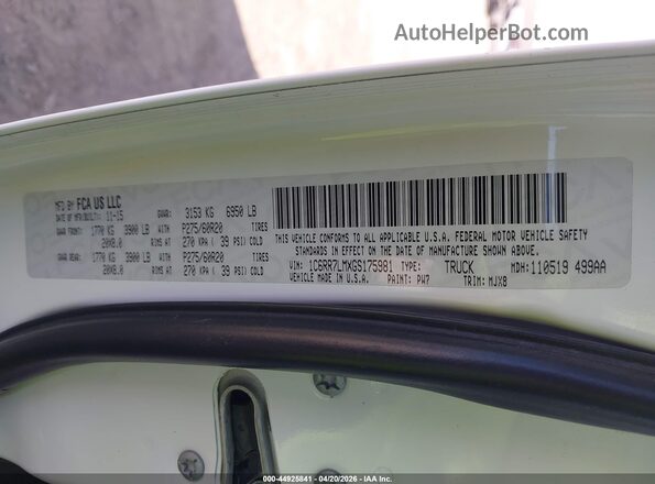 1C6RR7LMXGS175981 2016 RAM 1500 White Vista del compartimento del motor