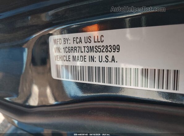 1C6RR7LT3MS528399 2021 RAM 1500 CLASSIC Black ძრავის განყოფილების ხედი