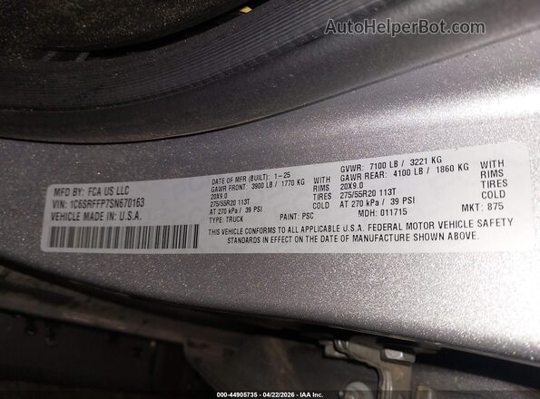 1C6SRFFP7SN670163 2025 RAM 1500 Silver 