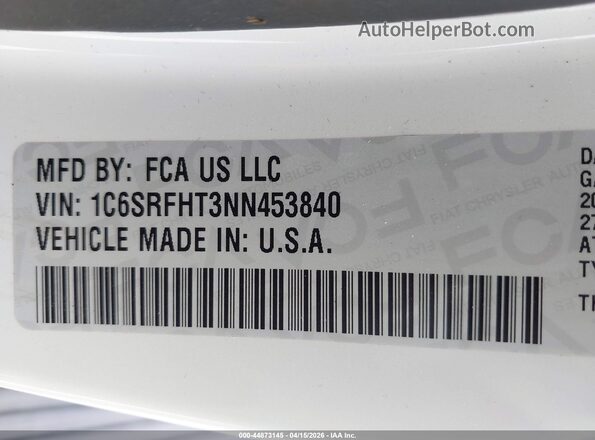 1C6SRFHT3NN453840 2022 RAM 1500 Белый Вид подкапотного пространства