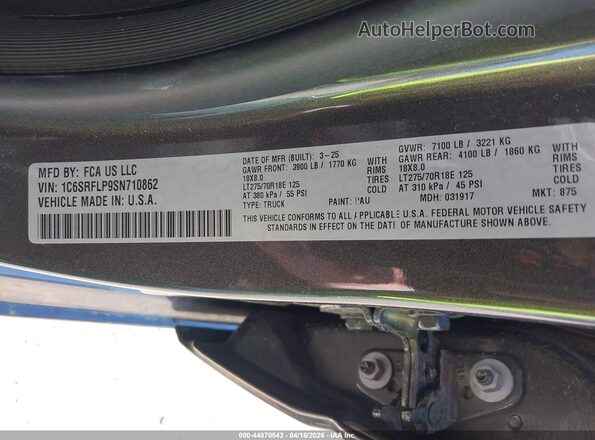 1C6SRFLP9SN710862 2025 RAM 1500 Silver Vista del compartimento del motor