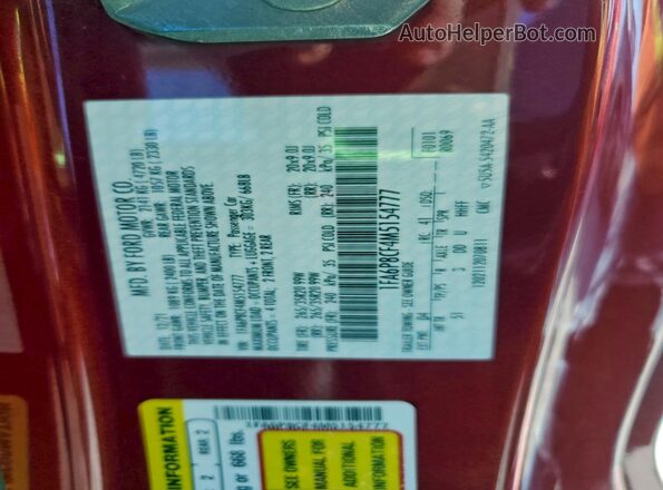 1FA6P8CF4M5154777 2021 FORD MUSTANG Red Widok komory silnika