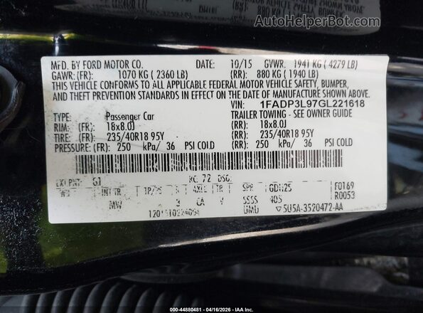 1FADP3L97GL221618 2016 FORD FOCUS ST Black Engine compartment view