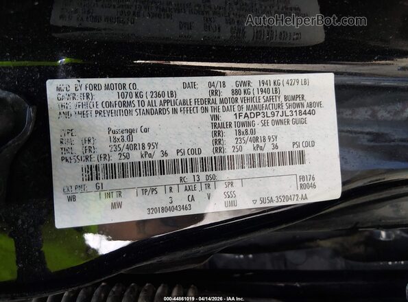 1FADP3L97JL318440 2018 FORD FOCUS ST Black 