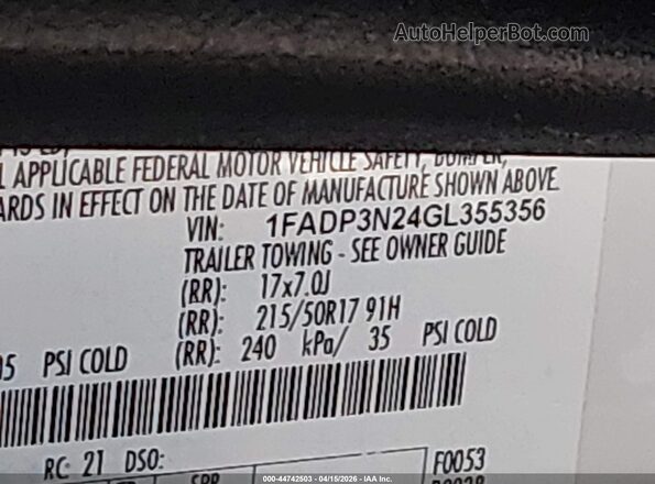 1FADP3N24GL355356 2016 FORD FOCUS White Շարժիչի բաժամունքի տեսք