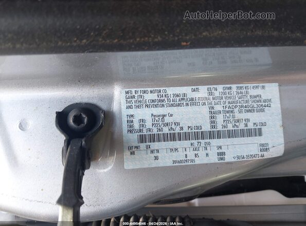 1FADP3R40GL306442 2016 FORD FOCUS ELECTRIC Silver Widok komory silnika