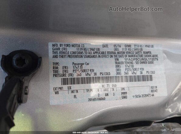 1FADP5CU6GL112079 2016 FORD C-MAX ENERGI Silver Engine compartment view