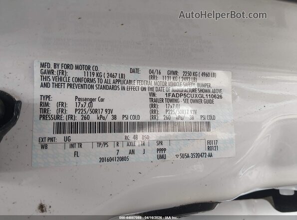 1FADP5CUXGL110626 2016 FORD C-MAX ENERGI White Engine compartment view