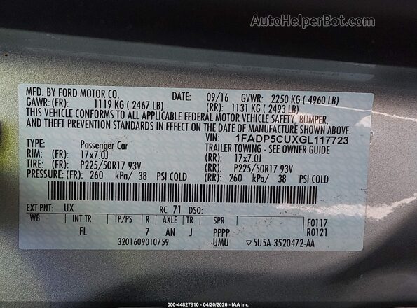 1FADP5CUXGL117723 2016 FORD C-MAX ENERGI Silver Engine compartment view
