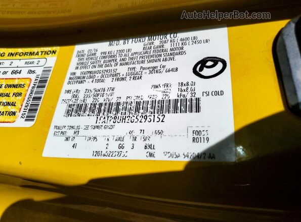 1FATP8UH2G5293152 2016 FORD MUSTANG Yellow Engine compartment view