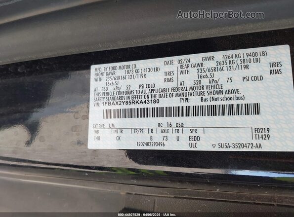 1FBAX2Y85RKA43180 2024 FORD PASSENGER Black Vista del compartimento del motor