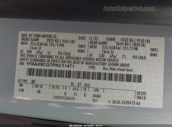 1FBAX9CG7PKC11471 2023 FORD PASSENGER Light Blue 