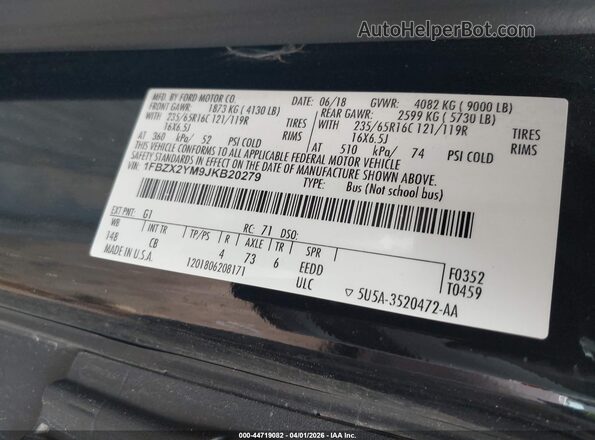 1FBZX2YM9JKB20279 2018 FORD TRANSIT-350 Black Widok komory silnika