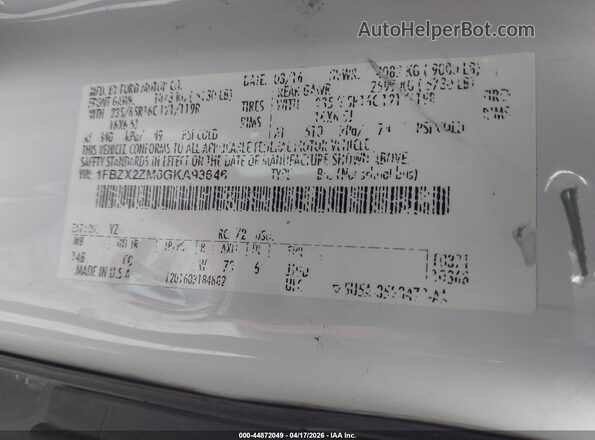 1FBZX2ZM6GKA93646 2016 FORD TRANSIT-350 White Engine compartment view
