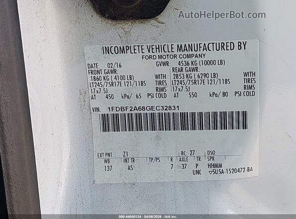 1FDBF2A68GEC32831 2016 FORD F-250 White Շարժիչի բաժամունքի տեսք