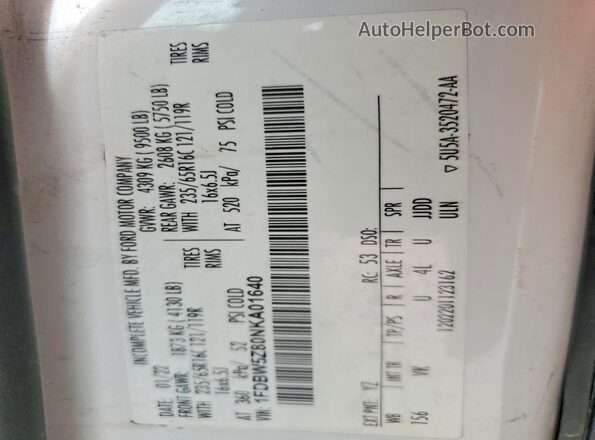 1FDBW5Z80NKA01640 2022 FORD TRANSIT White Vista del compartimento del motor