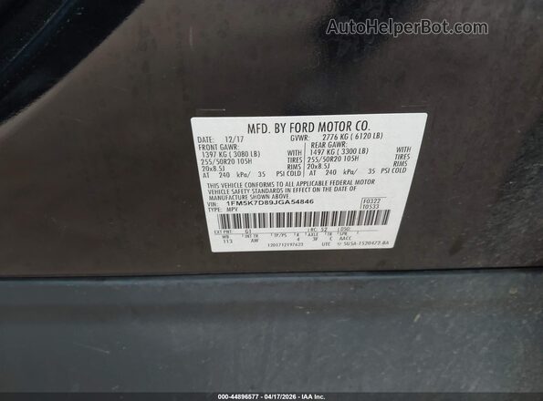 1FM5K7D89JGA54846 2018 FORD FORD EXPLORER Black Widok komory silnika
