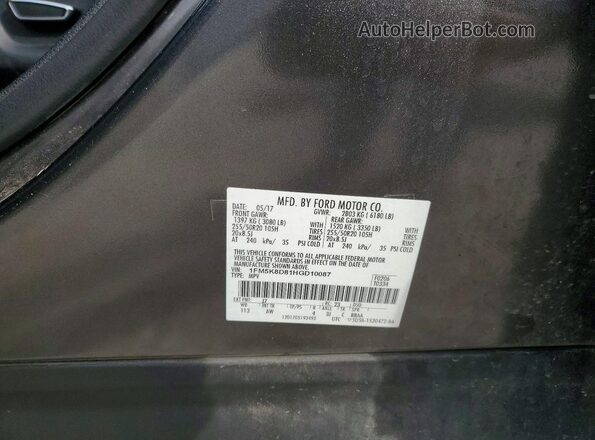 1FM5K8D81HGD10087 2017 FORD FORD EXPLORER Gray Widok naklejki z numerem VIN