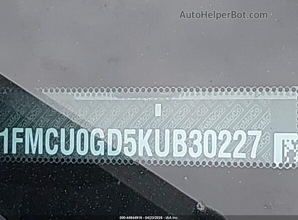 1FMCU0GD5KUB30227 2019 FORD ESCAPE Серый 