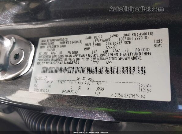 1FMCU9F64LUA08791 2020 FORD ESCAPE Gray 