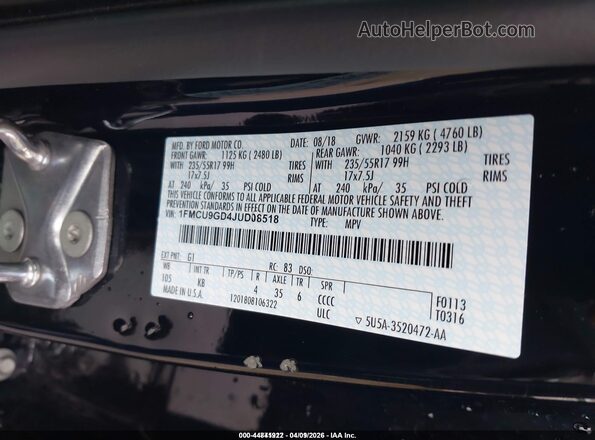 1FMCU9GD4JUD08518 2018 FORD ESCAPE  ძრავის განყოფილების ხედი