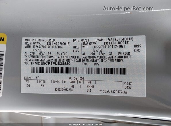 1FMDE5CP1PLB38580 2023 FORD BRONCO Серый Вид подкапотного пространства