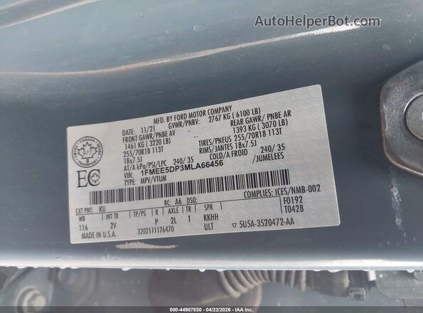 1FMEE5DP3MLA66456 2021 FORD BRONCO Blue Widok komory silnika