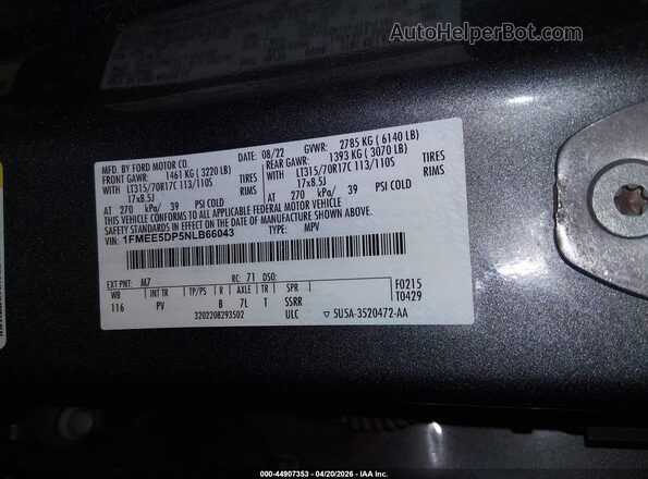1FMEE5DP5NLB66043 2022 FORD BRONCO Белый Вид подкапотного пространства