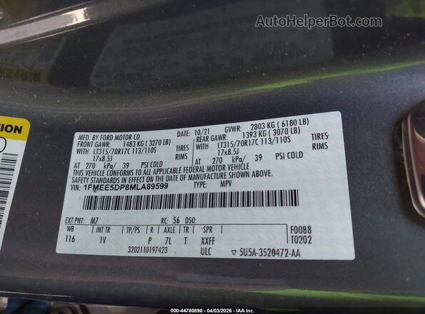 1FMEE5DP8MLA89599 2021 FORD BRONCO Silver Engine compartment view