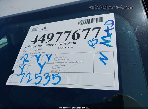 1FMSK7BH0MGA70539 2021 FORD FORD EXPLORER White 