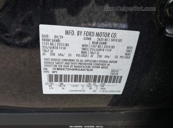 1FMSK7DH0RGA87829 2024 FORD FORD EXPLORER Черный Вид подкапотного пространства
