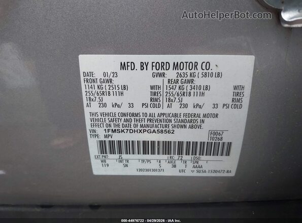 1FMSK7DHXPGA58562 2023 FORD FORD EXPLORER Silver Շարժիչի բաժամունքի տեսք