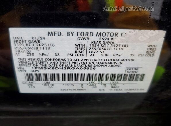 1FMSK8DH2RGA05606 2024 FORD FORD EXPLORER Black 
