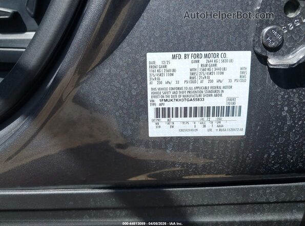 1FMUK7KH3TGA55833 2026 FORD FORD EXPLORER Gray Շարժիչի բաժամունքի տեսք