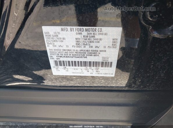 1FMUK8KH2TGA55795 2026 FORD FORD EXPLORER Black Engine compartment view