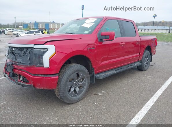 1FT6W1EV6NWG09715 2022 FORD F-150 LIGHTNING Red Առջևի ձախ երեք քառորդ տեսարան