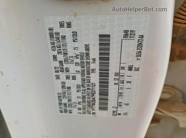 1FT7W2BA7PED71121 2023 FORD F-250 White VIN կոդի պիտակի տեսք