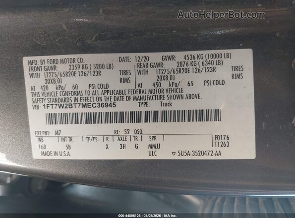 1FT7W2BT7MEC36945 2021 FORD F-250 Black 