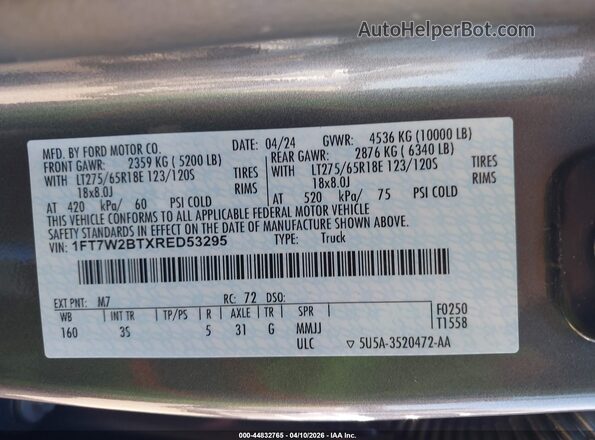 1FT7W2BTXRED53295 2024 FORD F-250 Gray ძრავის განყოფილების ხედი